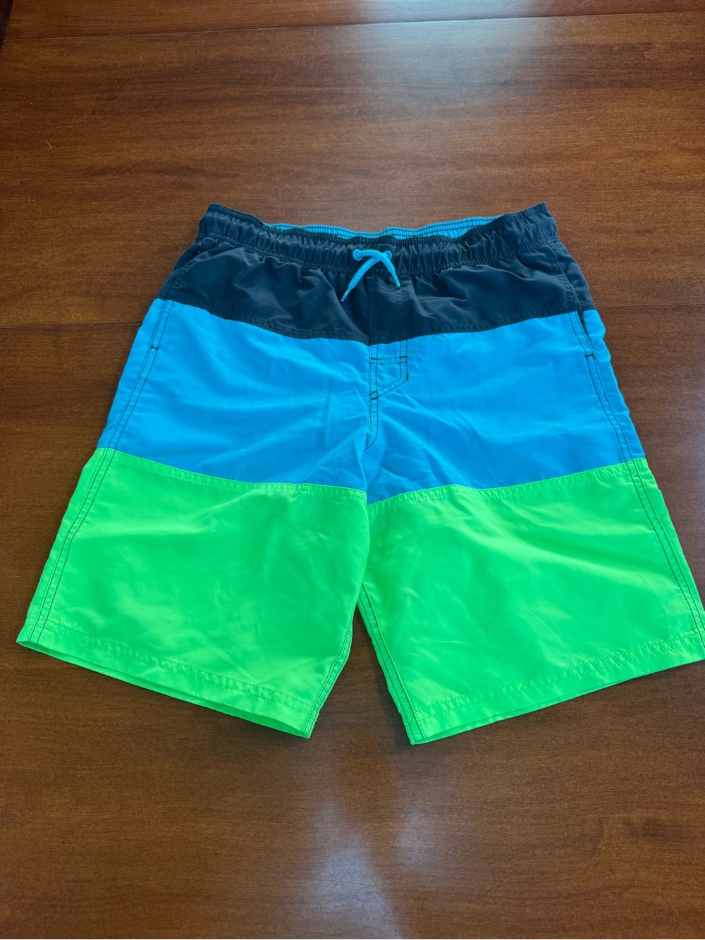 Cat & Jack Boys XL 16 Husky Swim Trunks Blue Green Colorblock Board Shorts